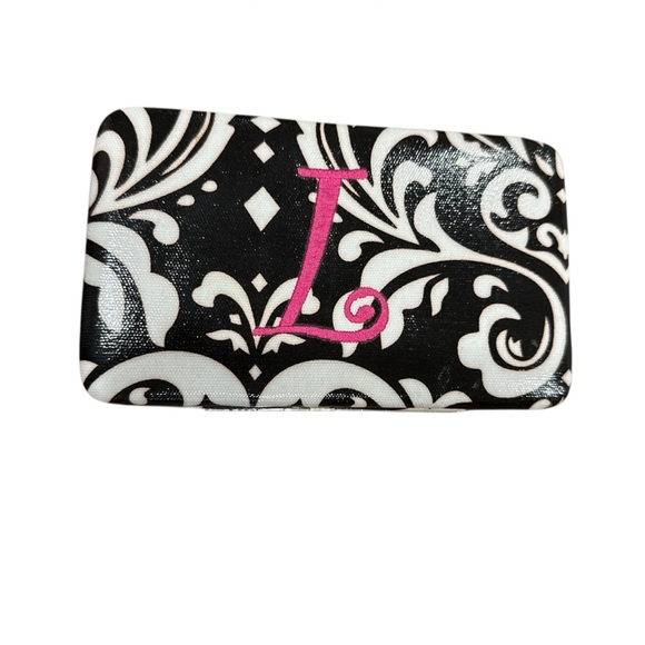 Women’s Paisley black white and pink wallet. Letter L. - Picture 1 of 16
